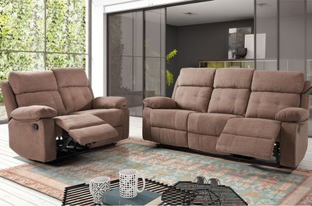 Ensemble canapés de relaxation 3 places et 2 places manuel microfibre Marron Doka
