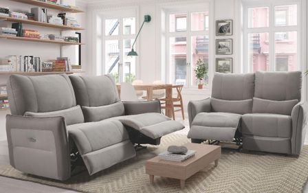 Ensemble canapés de relaxation 2 et 3 places Electrique Microfibre Gris clair Barca