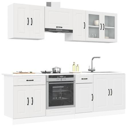 Ensemble d'armoires cuisine 8pcs Kalmar blanc bois d'ingénierie