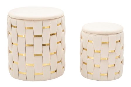 Ensemble de 2 pots à crème avec rangement shanty, dimensions : 37 x 42 cm et 28 x 35 cm