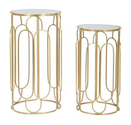 Ensemble de 2 supports pour plantes artistiques ronds ø 36,5 x 70 cm - 31 x 60 cm