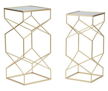 Ensemble de 2 verres de table, dimensions : 31,5 x 31,5 x 68 cm et 28 x 28 x 64 cm