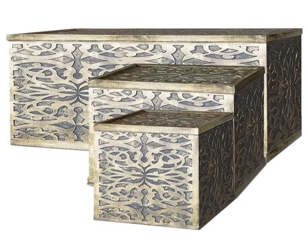 Ensemble de 3 coffres de rangement bois noir et doré Antha