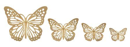 Ensemble de 4 papillons muraux (35 x 2 x 29 cm, 25 x 2 x 19 cm, 20,5 x 2 x 16 cm, 16 x 2 x 12 cm)