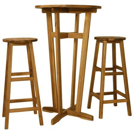 Ensemble de bar 3 pcs Bois d'acacia massif