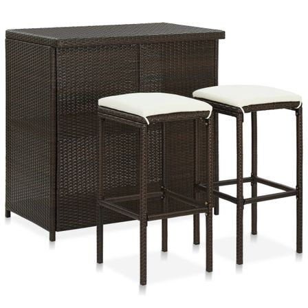 Ensemble de bar 3 pcs Résine tressée Marron