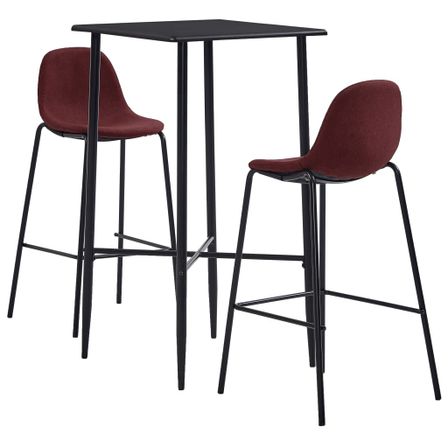 Ensemble de bar 3 pcs Tissu Rouge bordeaux 2