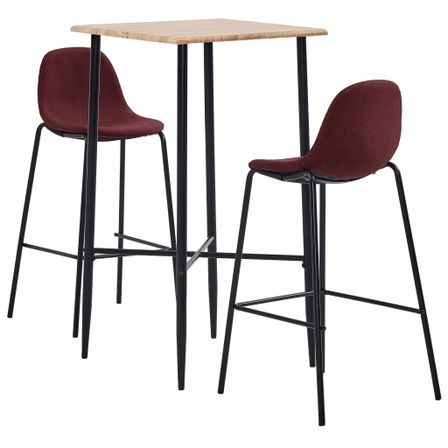 Ensemble de bar 3 pcs Tissu Rouge bordeaux 6