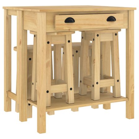 Ensemble de bar 5 pcs Bois de pin massif