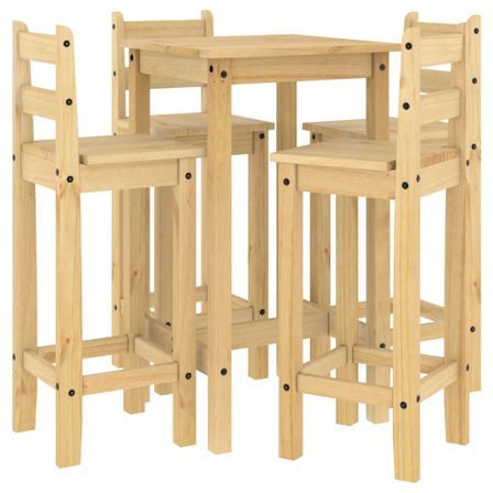 Ensemble de bar 5 pcs Bois de pin massif