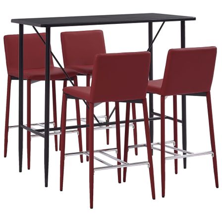 Ensemble de bar 5 pcs Similicuir Rouge bordeaux