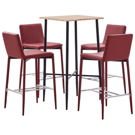 Ensemble de bar 5 pcs Similicuir Rouge bordeaux 9