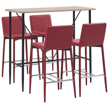 Ensemble de bar 5 pcs Similicuir Rouge bordeaux 7