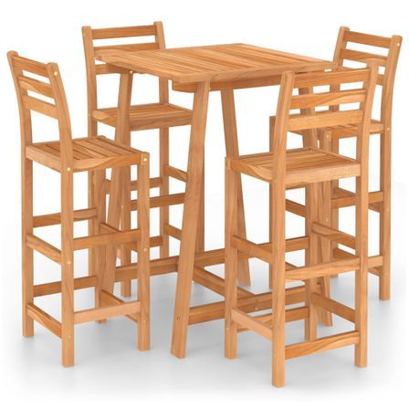 Ensemble de bar d'extérieur 5 pcs Bois d'acacia massif 2