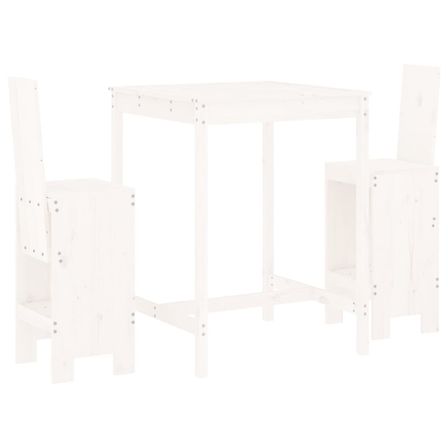 Ensemble de bar de jardin 3 pcs blanc bois de pin massif