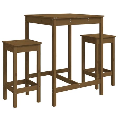 Ensemble de bar de jardin 3 pcs marron miel bois pin massif