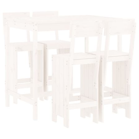 Ensemble de bar de jardin 5 pcs blanc bois massif de pin