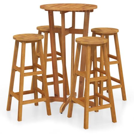 Ensemble de bar de jardin 5 pcs bois d'acacia solide