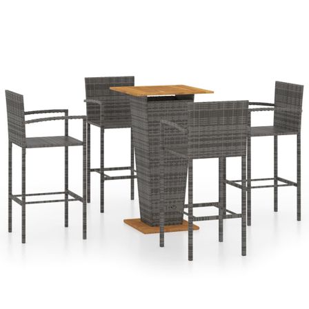 Ensemble de bar de jardin 5 pcs Gris 5