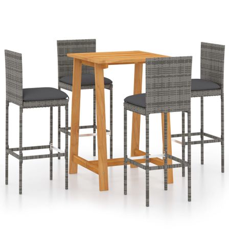 Ensemble de bar de jardin avec coussins 5 pcs Gris 10
