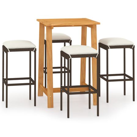 Ensemble de bar de jardin avec coussins 5 pcs Marron 4