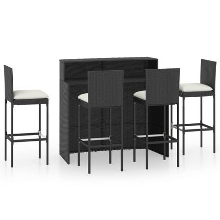 Ensemble de bar de jardin avec coussins 5 pcs Noir 5