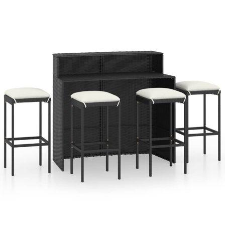 Ensemble de bar de jardin avec coussins 5 pcs Noir 9