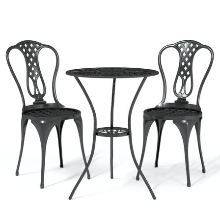 Ensemble de bistro 3 pcs Aluminium coulé Noir 2