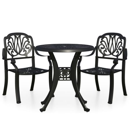 Ensemble de bistro 3 pcs Aluminium coulé Noir 3