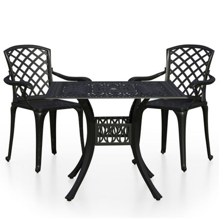 Ensemble de bistro 3 pcs Aluminium coulé Noir 8
