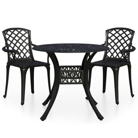 Ensemble de bistro 3 pcs Aluminium coulé Noir 7