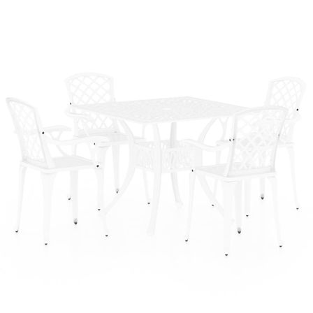Ensemble de bistro 5 pcs Aluminium coulé Blanc 4