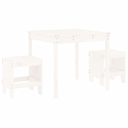 Ensemble de bistrot de jardin 3 pcs blanc bois de pin massif