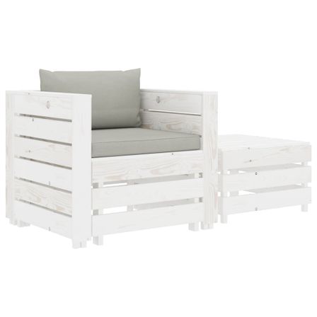 Ensemble de canapé palette 2 pcs avec coussin taupe Bois