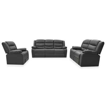 Ensemble de canapés inclinables 3 pcs Gris Similicuir