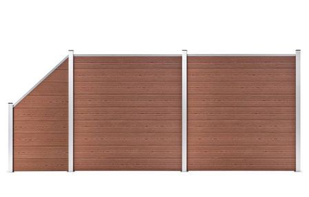 Ensemble de clôture WPC 2 Carré + 1 Incliné 446 x 186 cm Marron