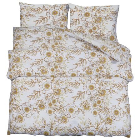 Ensemble de housse de couette blanc et marron 220x240 cm Coton