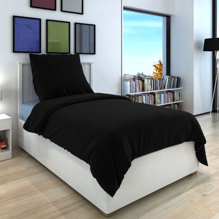 Ensemble de housse de couette Coton Noir 200x220/60x70 cm