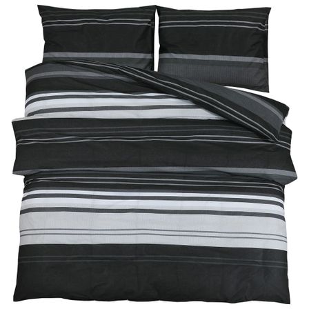 Ensemble de housse de couette noir et blanc 260x240 cm Coton