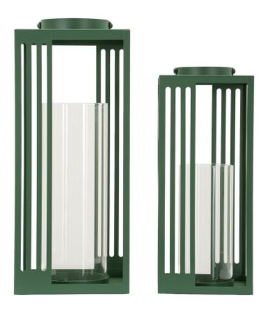 Ensemble de lanternes linee 2 pièces cm 18,3x18,3x43,5-15x15x36,5 (verre trempé)