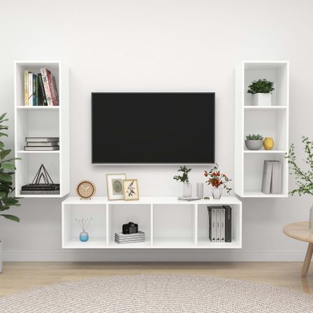Ensemble de meuble TV 3 pcs Blanc