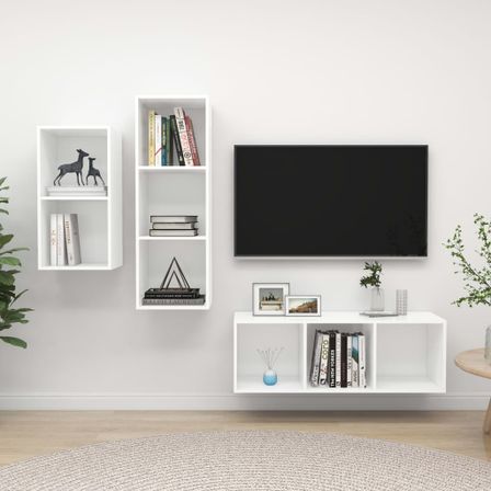 Ensemble de meuble TV 3 pcs Blanc 2