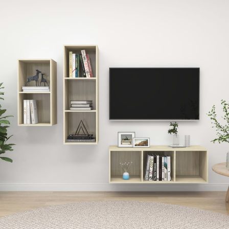 Ensemble de meuble TV 3 pcs Chêne sonoma