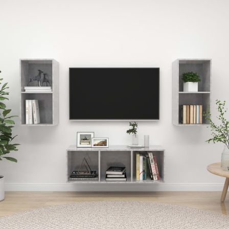 Ensemble de meuble TV 3 pcs Gris béton 3