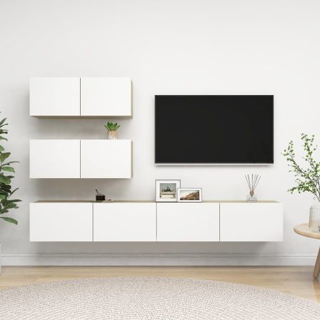 Ensemble de meuble TV 4 pcs Blanc et chêne sonoma 8