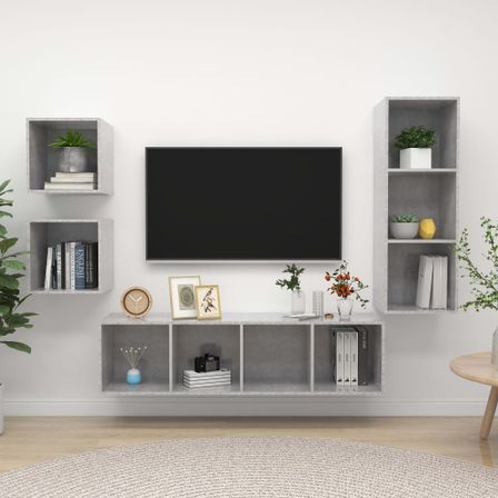 Ensemble de meuble TV 4 pcs Gris béton 15