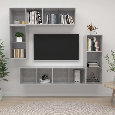 Ensemble de meuble TV 4 pcs Gris béton 5