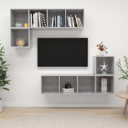 Ensemble de meuble TV 4 pcs Gris béton 6