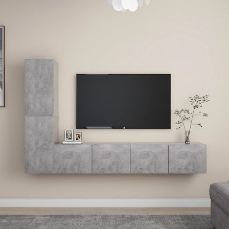 Ensemble de meuble TV 4 pcs Gris béton 4