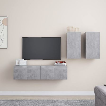 Ensemble de meuble TV 4 pcs Gris béton 9